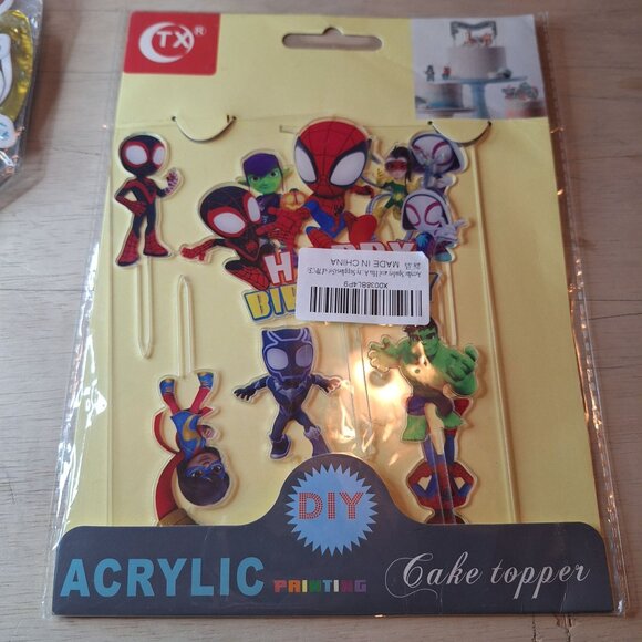 Spider Man Birthday Party Bundle Kit Cup Cake Topper Balloon Streamers Spidey - Picture 2 of 8